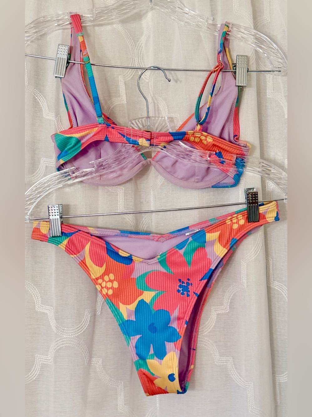 Hollister Bright Floral Ribbed Bikini Set XS 🌺☀️ - Picture 4 of 12